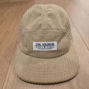 Coal Analog Corduroy 5 Panel Hat Khaki Adjustable Outdoor Cap EUC